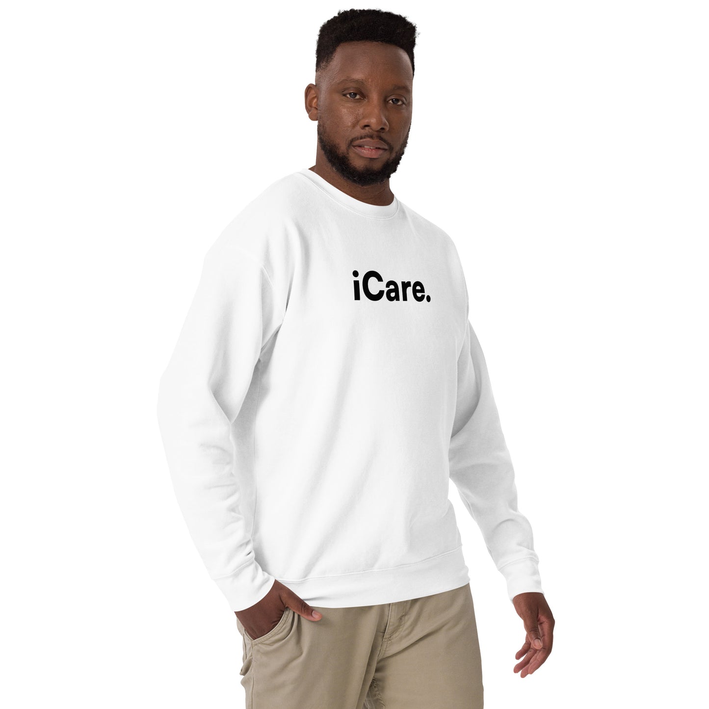 Unisex iCare. Crew Sweatshirt - White