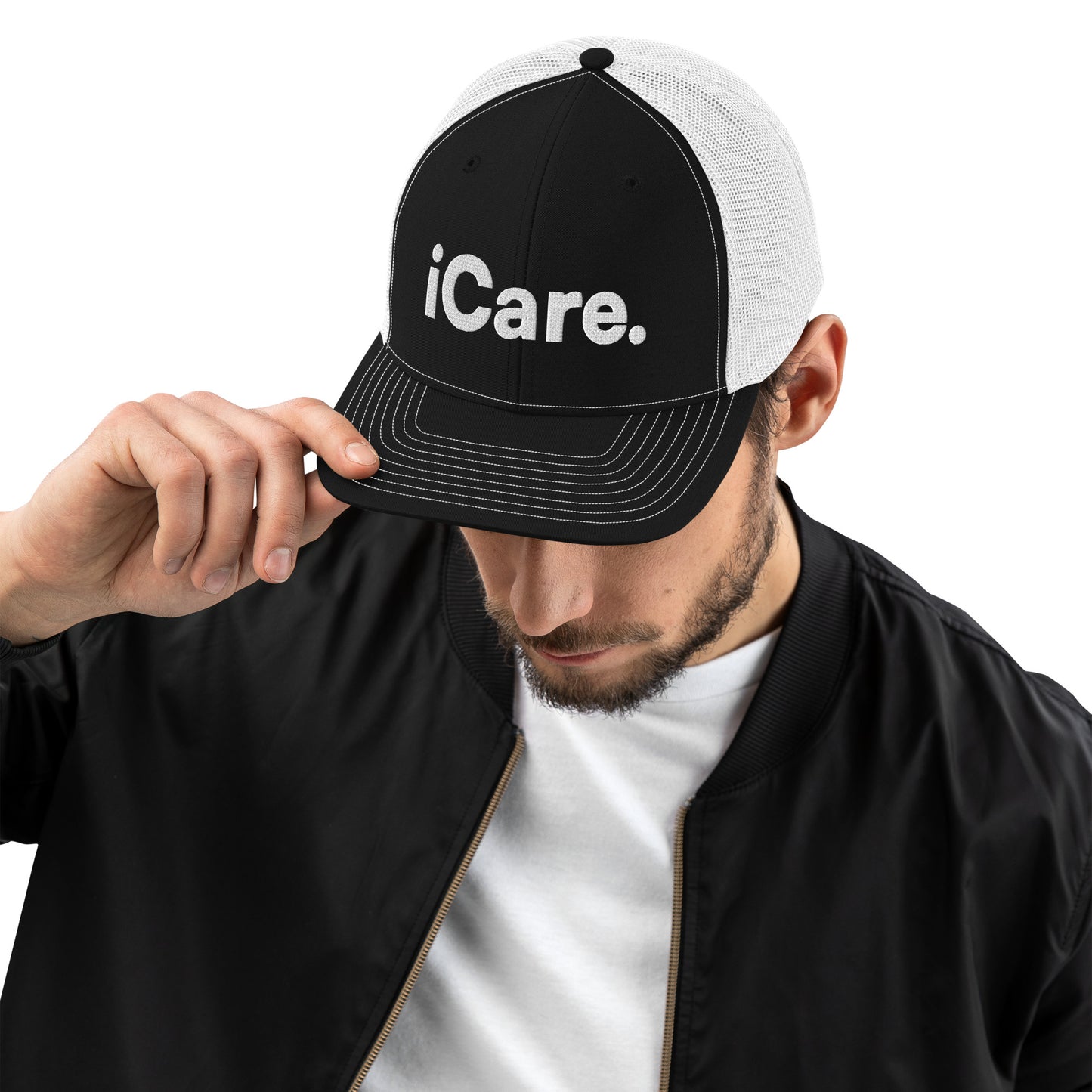 iCare. Trucker Cap - White & Black