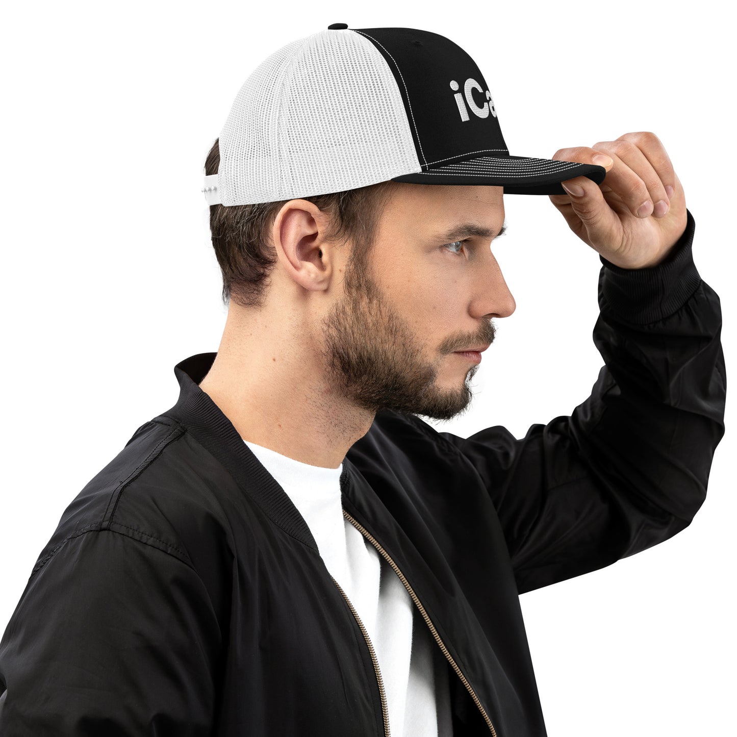 iCare. Trucker Cap - White & Black