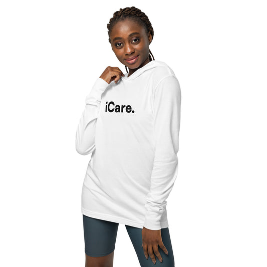 Unisex iCare. Hooded Long-Sleeve Tee - White